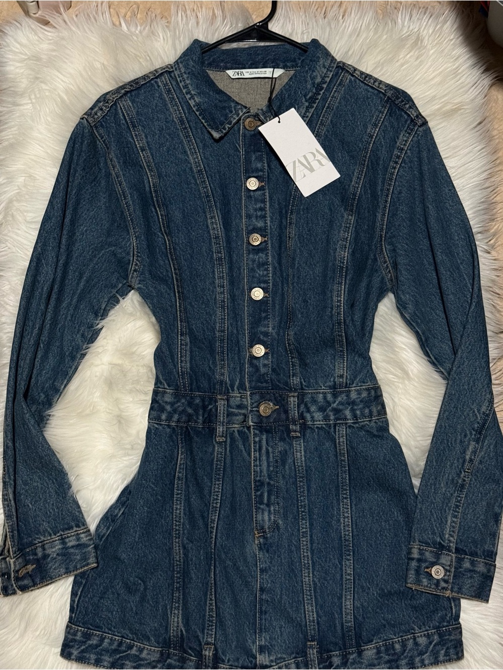 ZARA Dark Blue Denim Women's Overalls Jacket